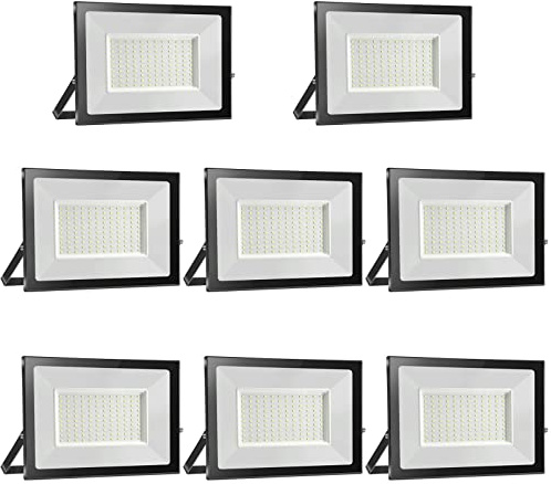 loyal 8 Stücke LED Strahler Außen 100W, 10000LM Superhell LED Außenstrahler, Warmweiß x8 3000K LED Fluter Aussen, IP65 Wasserdicht LED Scheinwerfer, LED Aussenstrahler für Garage, Hotel, Gärten
