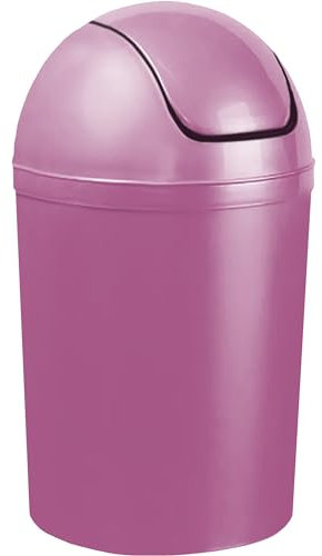 Home Centre Compact Plastic Swing Top Waste Bin 15 Litre Purple House Office Bathroom Lobby Dustbin Convenient Flap Top Cylindrical Shape Hygienic Waste Disposal Versatile Daily Usage