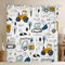 Loussiesd Cartoon Auto Kinder Vorhänge für Schlafzimmer Wohnzimmer Konstruktion Verdunkelung Dreapes Ausrüstung LKW Comter Cartoon Auto Bagger Traktor Weiß Gelb Fensterbehandlungen (2 Paneele, 132 x