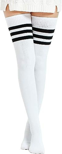 DRESHOW Damen Extra Lange Socken Überknie Lange Kniestrümpfe Overknee Strümpfe Retro Schüler Überknie Strick Socken