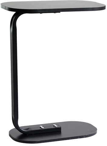 Olly & Rose Table d'appoint de qualité supérieure en forme de C – Table basse pour TV, salle à manger, canapé, table d'appoint de salon Noir mat