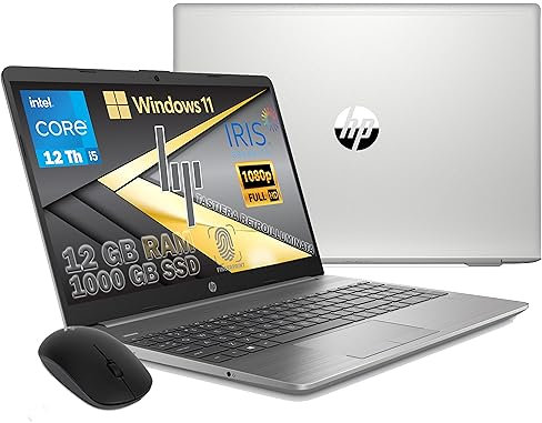 HP 250 G9, PC Ordenador portátil LAPTOP NOTEBOOK, SILVER, i5-1235U, RAM 12 GB DDR4, SSD M2 1000 GB, pantalla 15.6 FHD, Win 11 Pro, teclado retroiluminado, Fingerprint int, ratón WiFi de regalo