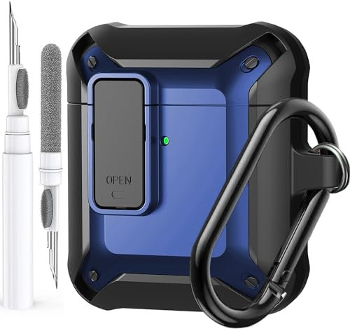 Olytop Funda para Airpods de 2ª y 1ª generación con kit de limpieza, resistente AirPod 2/1 Gen, funda rígida protectora a prueba de golpes, piel para niños y mujeres con llavero para Apple iPod 2ª/1ª,