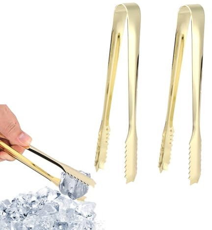 Gsycle 2 Eiszangen, Servierzange aus Edelstahl 304, Zuckerzange Mit Scharfen Zähnen, Zum Servieren Und Kochen in Der Kaffeebar auf Partys(Gold)