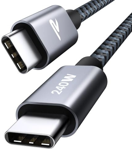 RAMPOW USB C Kabel 240W, Schnellladekabel für MacBook Pro/Air, iPhone 16/15, Samsung S23/S22/S21, iPad, Xiaomi - 2M