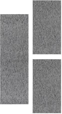 Carpetsale24 Bettumrandung Schlafzimmer 3 teilig Moderne Kurzflor Teppich Grau Bettvorleger Schlafzimmer Bettset: 2 St. 80x150 cm | 1 St. 80x250 cm - Schlingen Teppich Läufer Set