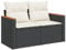 vidaXL Gartensofa 2-Sitzer, Sofa mit Kissen, Terrassensofa mit abnehmbarem waschbarem Bezug, Gartenmöbel Sofagarnitur, Schwarz Poly Rattan