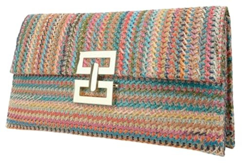 Straw Clutch Purses for Women Vintage Summer Straw Beach Bag Woven Purse Wicker Rattan Envelope Clutch for Wedding, A Multicolor, One Size