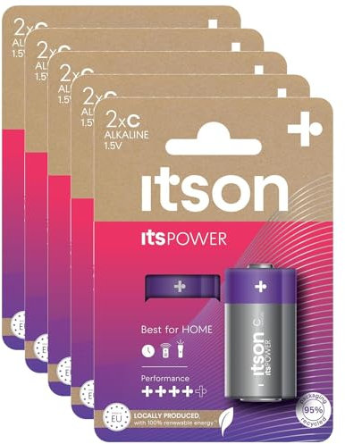 ITSON Lot de 5 x 2 Piles Alcalines LR14/C 1,5V ItsPOWER