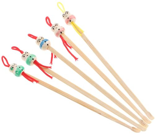 SEWOART Limpiadores de Oídos 5 Piezas Palillos Oreja Cabeza de Muñeca Adorable Herramienta de Limpieza de Oídos Cuchara Artística para Uso Personal y Familiar Portátil