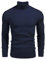 COOFANDY Men's Turtle Neck Jumpers Knitted Cable Jumpers Slim Fit Pollover Sweater Sapphire