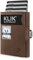 PURISTO KLIK Classic Slim Wallet mit Münzfach - Mini-Geldbörse für Herren aus Echtleder - Kleines Kartenetui mit RFID-Schutz für 10-14 Karten - Braun Vintage