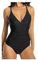Traje de Baño Menstrual de Una Pieza para Mujer con Control de Barriga, Cuello en V Fruncido, para Playa, Piscina, Gimnasio (Negro, XXL)