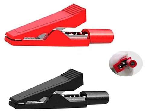 Lot de 2 pinces crocodiles isolées, pinces crocodiles électriques pour pointes de test de 2 mm, pinces crocodiles entièrement isolées, clip alligator de contrôle de sécurité, pour chargement de
