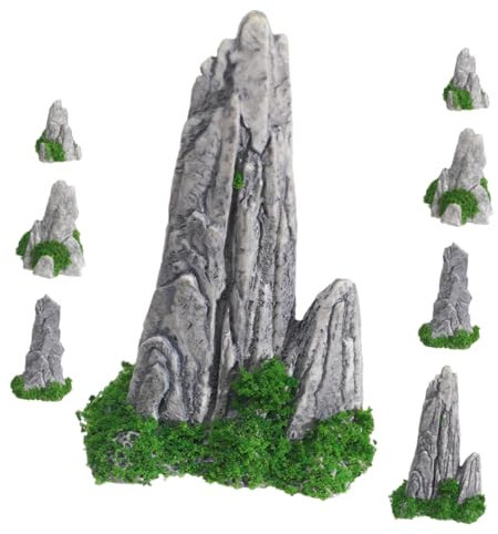 RORPOIR 8Stück Teiliges Miniatur Felsen Dekorationsset aus Resin für Bonsai und Mikro-Landschaft Realistische Künstliche Bergornamente für Innenräume Aquarien und Sandtische