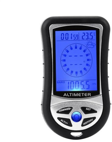 Altimetro elettronico – Bussola digitale | Navigazione elettronica portatile GPS Bussola Previsioni Meteo Barometro | Multifunzione portatile Barometro portatile con retroilluminazione