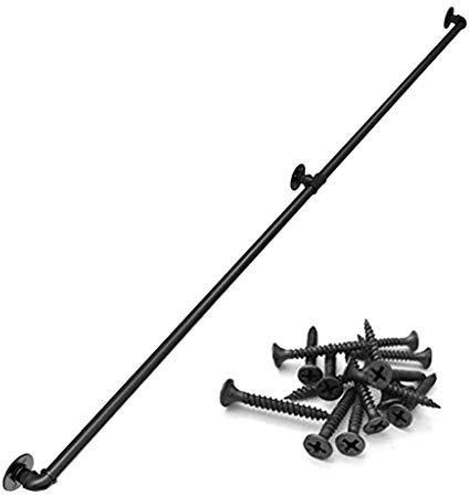Kit de rampe d'escalier vintage en fer forgé noir pour intérieur et extérieur, pour terrasses, balcons et fenêtres, balustrade, balustrade en métal, rampe murale, 200 cm
