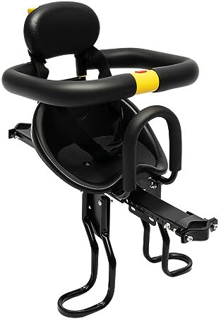 czyuRachel Siège enfant pour vélo, sécurité enfant avec garde-corps omnidirectionnel, position réglable, siège de vélo pour enfants à l'avant, siège de vélo pour enfants avec barres montées à l'avant