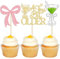 Gyufise 24Pcs A Tini Bit Older Cupcake Toppers Espresso Martini Birthday Cupcake Picks A Tiny Bit Older Birthday Pink Bow Bachelorette Bridal Shower Cake Decorations Party Supplies Gold