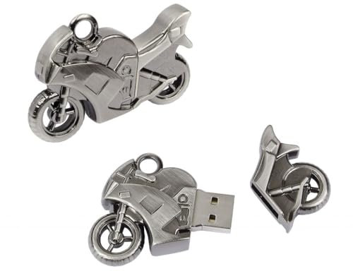 USB-Stick 16 GB, Design Motorrad, satiniertes Metall, USB 2.0, mit eleganter Geschenkbox