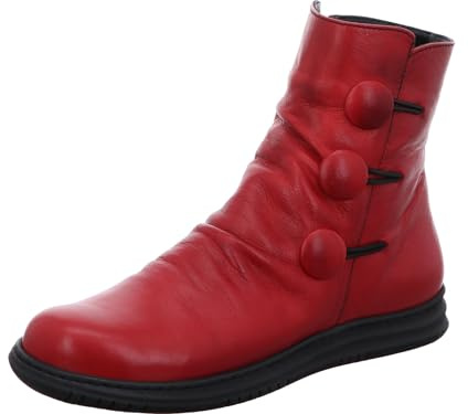 Gemini Damen Stiefelette aus Leder in Geraffter Optik mit Knöpfen 337072-02, Größe:41 EU, Farbe:Rot