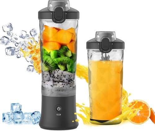 Portable blender 600ml mini personal mixer USB Rechargeable for smoothie, shakes, baby food, Leakproof, Powerful cordless ice-crusher White, Pink, Black, Lemon Green