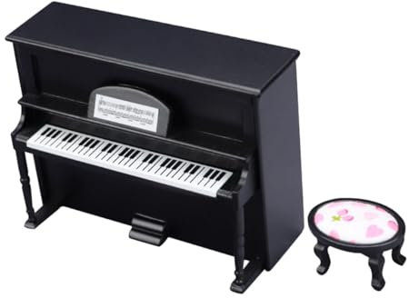 IMIKEYA Mini Holzklavier Ornament Für Minihäuser Miniatur-dekor Mini-Stuhl-dekor Mini-hausklavier Zarte Mini Szene Decor