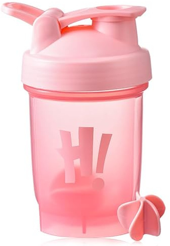 Guoxintech Protein Shaker Bottle 500ml with Mixing Ball, Leakproof Flip On Lid, Odourless, Temperature Safe, Dishwasher Safe(Pink)