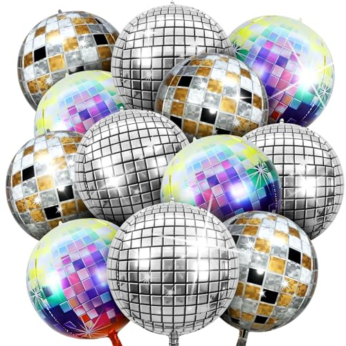 Discokugel Luftballons 56cm Helium 4D Bunte Party Dekorationen 12 Stück