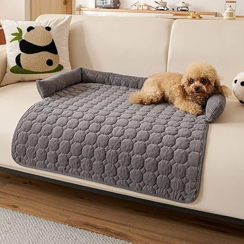MCTNCT Hundebett Mittelgroße Sofaschutz,Hundedecke Sofa mit Rand für Haustiere Hundekissen Waschbar rutschfest für Große Mittelgroße Kleine Hund Katze 75×75cm Dunkelgrau