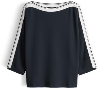 someday Damen Dreiviertelarmshirt | KELVA Detail Regular U-Boot Shirt mit sportiven Einsatz Ocean, 42