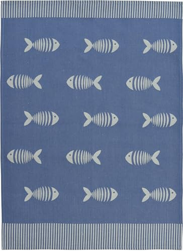 Sander - Geschirrtuch - Omega - 50x 70cm, Baumwolle - Fische - Farbe: 04, blau