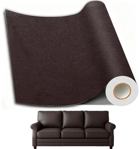 LZYKJGS Leder Patch Selbstklebend, 60 x 137cm, Reparatur Set Patch Kit, Selbstklebender Leder für Sofas, Autositze, Bürostuhl, Kopfteil, Handtaschen (Dunkelbraun)
