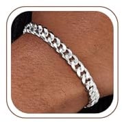 SLOONG 925 Silber 3MM über Armband für Herren Schmuck 18/19/20.3/22.8CM | Hypoallergen Herren Cuban Armbänder Geschenke für Papa Freund Ehemann Sohn