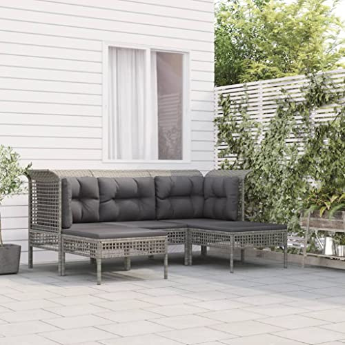 Owoxanthellate 5-TLG. Garten-Lounge-Set 65x65x75 cm PE-Rattan wetterfest mit dicken Kissen Komfortable Eckbank für Terrasse Balkon und Wintergarten