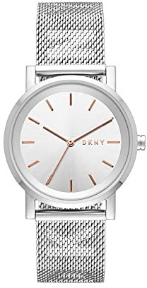 DKNY Watch for Women Soho, Three Hand movement, 34mm Silver Stainless Steel case with a Stainless Steel strap, NY2620