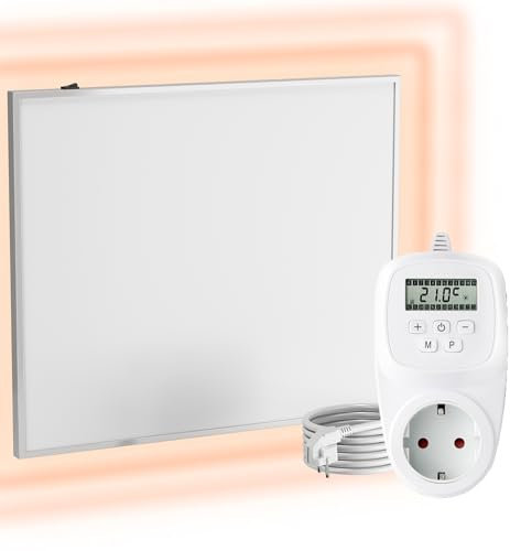 VIESTA® Infrarot Wandheizung mit Thermostat [INKL. TH12 THERMOSTAT] – Infrarotheizung Wandmontage Heizkörper – Carbon Crystal Infrarotheizung – Paneel Badezimmer geeignet – (Modell F300-300W)