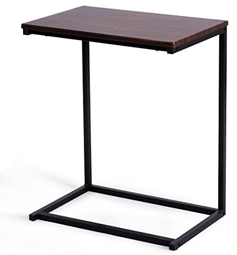 Golflame Beistelltisch mit Hartholz C Tisch Laptop Halter Ende Stand Schreibtisch Kaffee Sofa Tablett Beistelltisch Notebook Tablet Snack Tisch Sofa Tragbare Arbeitsplatzstation Walnuss