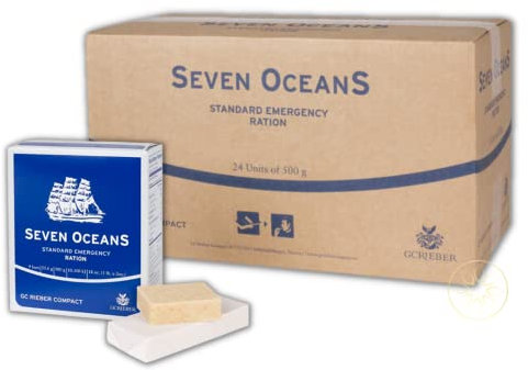 Emergency Food | Seven Oceans XXL NOTFALLNAHRUNG [24 x 500g] - Energiereiche Notration mit Vitaminen | Extrem lang haltbare Einheiten | Survival Food