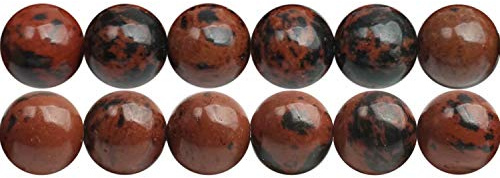 SKYBEADS 6mm Edelstein Perlen zum Auffädeln Natürliche Mahagoni Obsidian Steinperlen 38cm Strang Approx 60 Stück