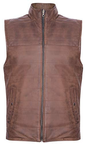 Mens Black Brown Reversible Leather Puffer Body Warmer Padded Waistcoat Gilet 5XL