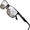 DUCO Herren Polarisierte Sonnenbrille mit Rechteckig Metallrahmen und Kohlefaser Brille Beine UV400 CAT 3 CE 8206 (Schwarz Rahmen Silber Linse)