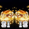 DeepDream 2 Pack LED Fairy Lights Battery Operated, 120LED 12M 8 Modes Copper Wire String Lights with Remote Timer for Bedroom,Christmas,Wedding Decoration(Warm White)