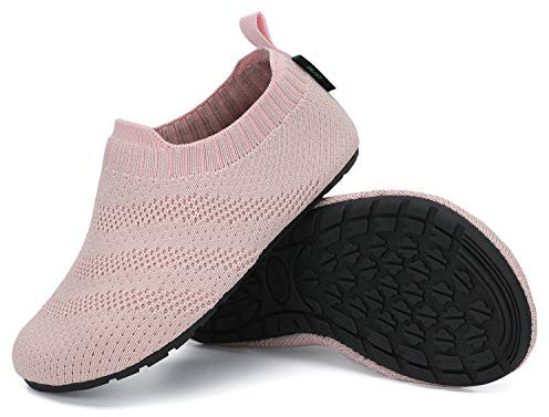 SAGUARO Chaussons Maison Enfants Pantoufle d'intérieur Garçons Fille Antidérapantes Chaussures de Semelle en Caoutchouc, Rose, 28/29 EU