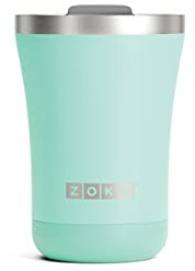 Zoku 340 ml pulverbeschichteter Becher, Aqua | Premium-Edelstahl und vakuumisoliert | spezieller drehbarer Deckel für Trinken und Strohhalme