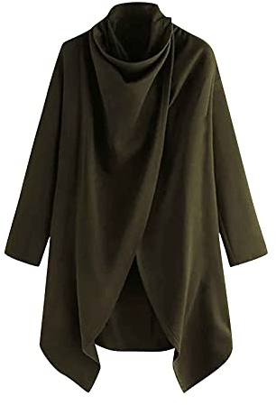 Meilily Herren Mantel Herbst Winter Kapuzenpullover Umschlagtuch Lose Männer Umhang Poncho Einfarbig Unregelmäßige Trenchcoat Pullover Sweatshirts Langarm Cape Hipster Outwear Warm Jacke