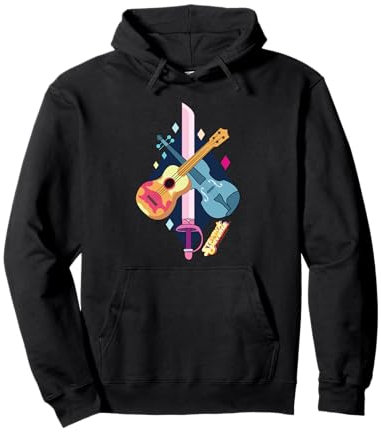 Steven Universe Rose Quartz Swords and Guitars Felpa con Cappuccio
