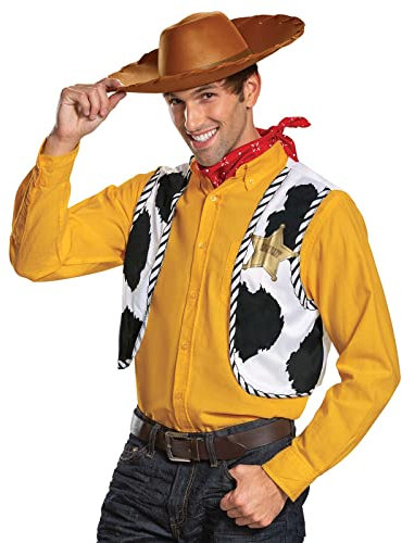 Disney Offizielles Toy Story Kit Woody Kostüm Herren, Sheriff Cowboy Kostüm Herren mit Hut, Faschingskostüm fur Erwachsene Karneval Geburstag Costume