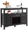 GOPLUS Buffet de Cuisine avec Porte-Bouteille Amovible pour 12 Bouteilles, Tiroir, 2 Placards, pour Cuisine et Salon, 116 x 40 x 82 CM, Noir