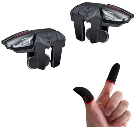 Fox Game Triggers With Finger Sleevs, Mobile Game Controllers 6 Finger, Plug and Play Gaming Trigger for iOS and Android Phone(PUBG/Fortnite/Rules)